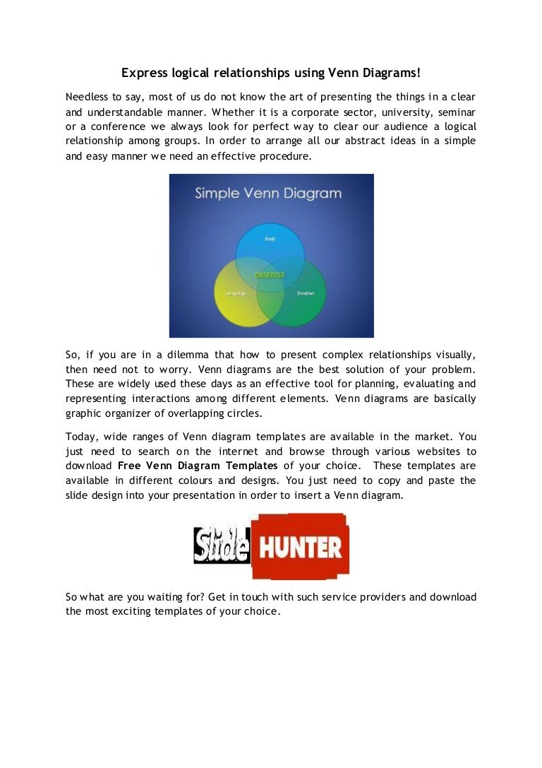 Express logical relationships using Venn Diagrams!