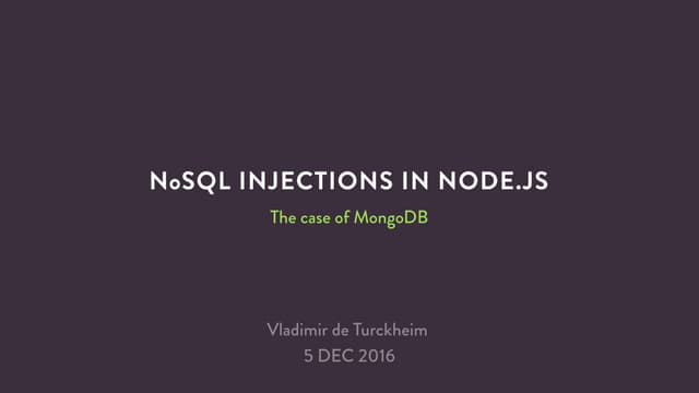 NoSQL Injections in Node.js - The case of MongoDB