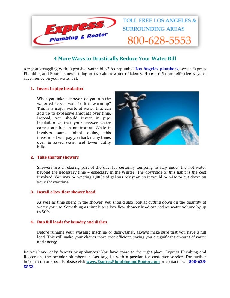4 More Ways to Drastically Reduce Your Water Bill