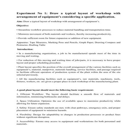 Expt. No 01 Layout.pdf Workshop Layout Material Science