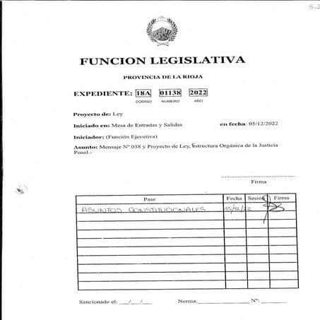 Proyecto de ley orgánica de justicia penal