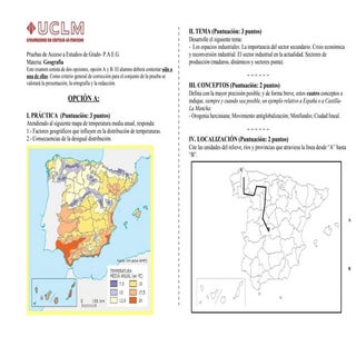 Examen de selectividad. Geografía, ...