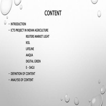 Agricultural Content Analysis of ICT