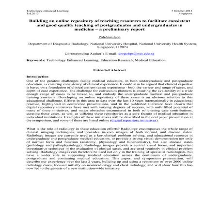 Building an online repository of teaching resources to facilitate consistent ...