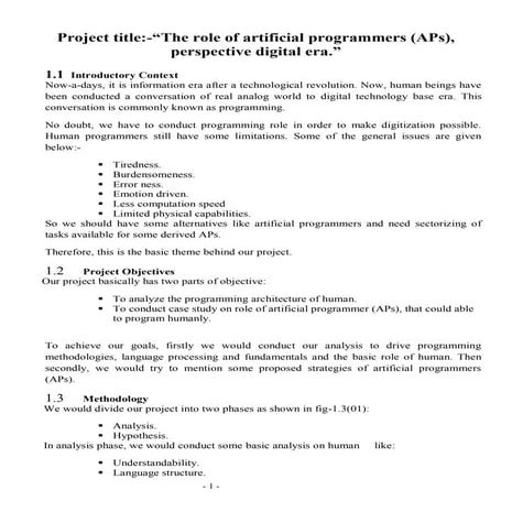 Proposed Role Of Artificial Programmers (APs), perspective digital era