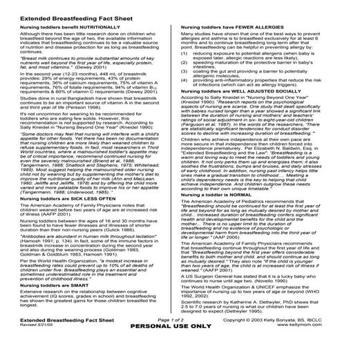 Extended Breastfeeding Fact Sheet