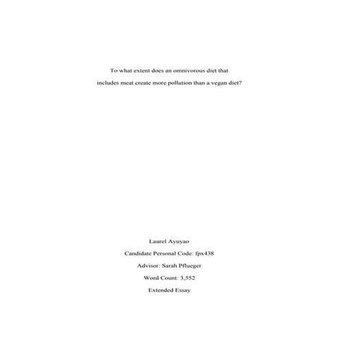 IB Extended Essay: Comparison of the Effects of Vegan and Meat Inclusive Diet...