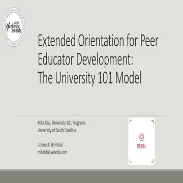 Extended Orientation for Peer Educator Development