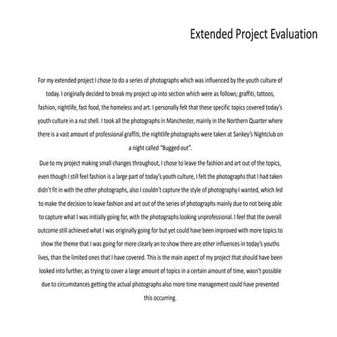 Extended project evaluation
