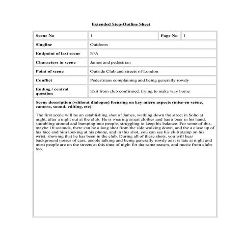 Extended step outline sheet - scene 1