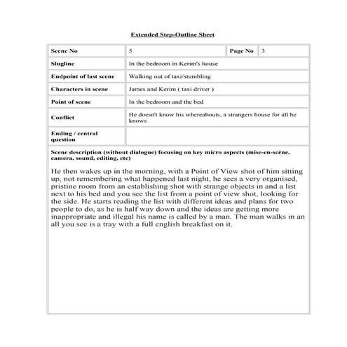 Extended step outline sheet - scene 5