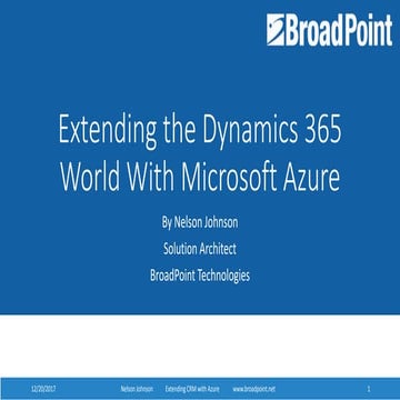 Extending D365 with Azure