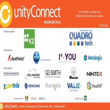 My session slides from unityConnect 2016 in Haarlem