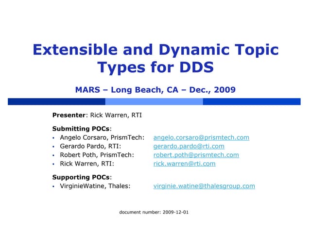 Extensible and Dynamic Topic Types for DDS
