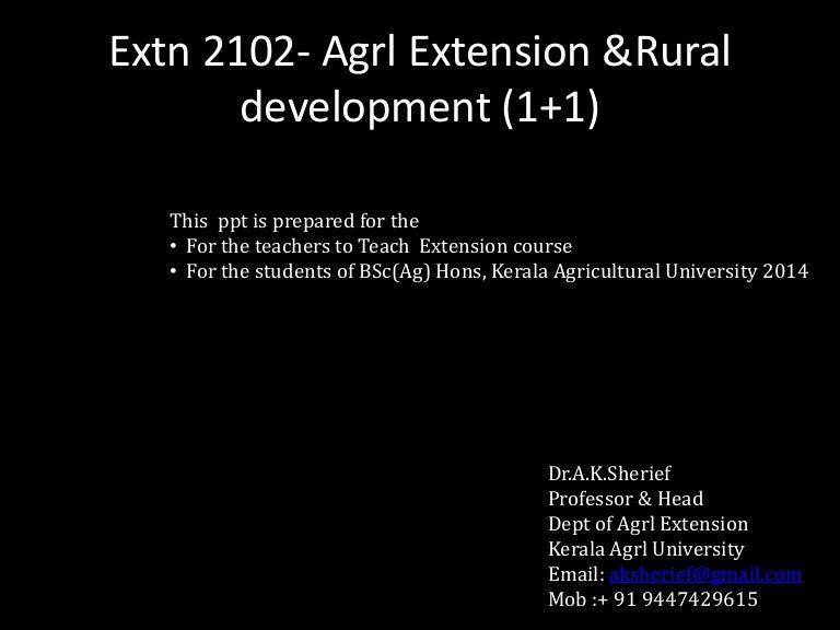 Extension education & rural development