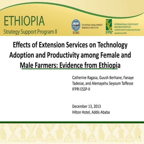 Effects of Extension Services on Technology Adoption and Productivity among F...