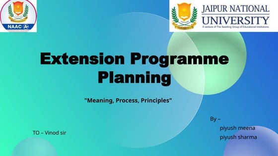 Extension programme planning | PPT