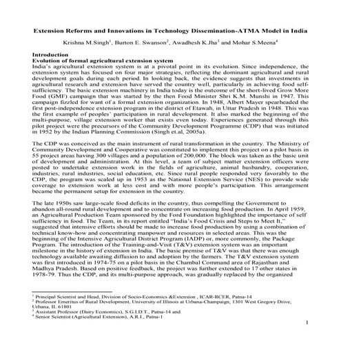 Extension reforms and innovations in technology disseminat…