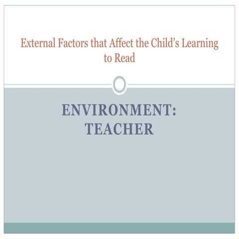 External factors that affect the child’s reading comprehension: Teacher