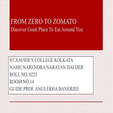 From Zero to Zomato