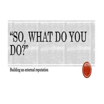 Building an External Reputation - Nov 2017