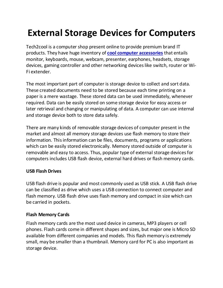 External storage devices for computers