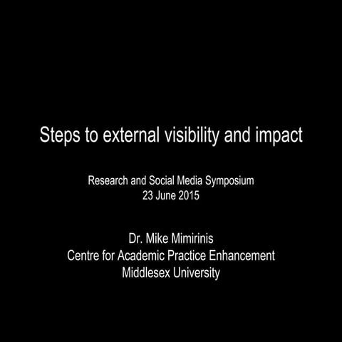 External visibility and impact for researchers