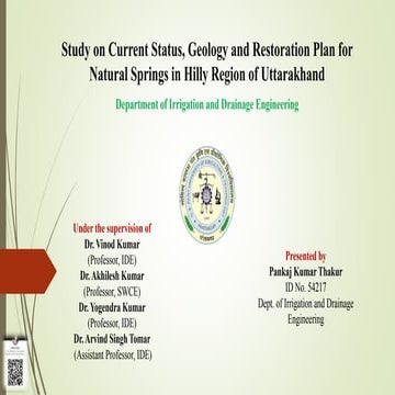Springshed Management and Springwater Quality Analysis