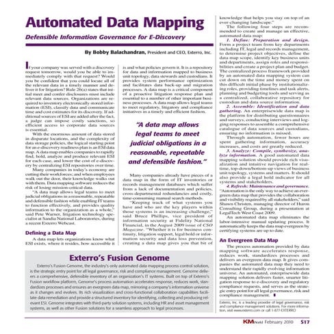 Automated Data Mapping: Defensible Information Governance for E-Discovery