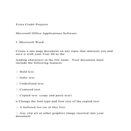 Extra Credit Projects  Microsoft Office Applications Sof.docx