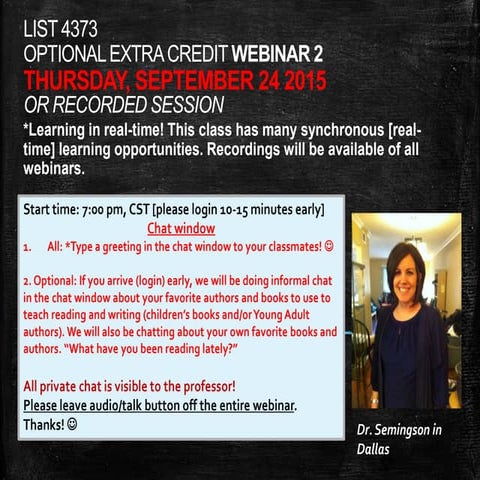 Extra credit webinar 2 LIST 4373