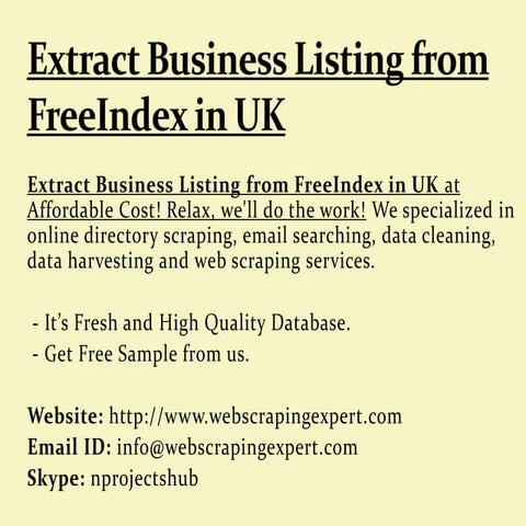 Extract Business Listing from FreeIndex in UK