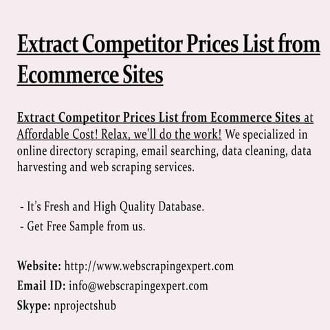 Extract Competitor Prices List from Ecommerce Sites