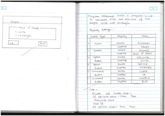 Calculation of Area of Circle and Rectangle