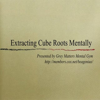 Extracting Cube Roots Mentally