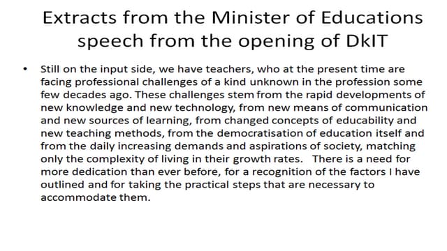Extracts from Padraig Faulkner speech