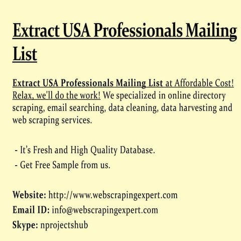 Extract USA Professionals Mailing List