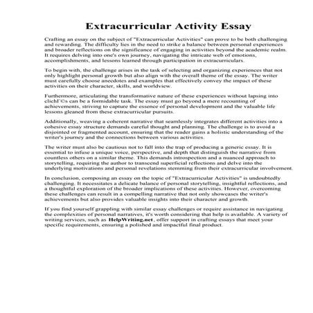 Extracurricular Activity Essay. How to Write a Great Extracurricular ...