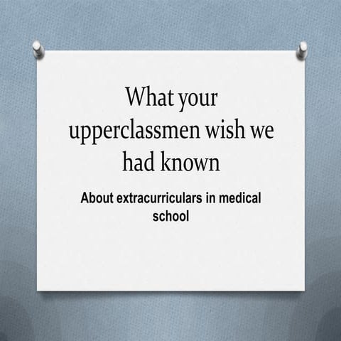 How to handle extracurriculars in medical school