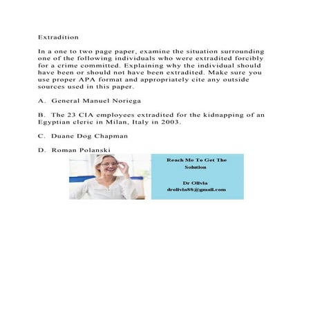 ExtraditionIn a one to two page paper, examine the situation sur.docx