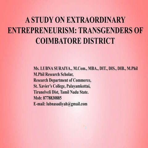 Extra ordinary entrepreneurs