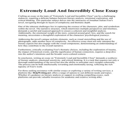 Extremely Loud And Incredibly Close Essay.pdfExtremely Loud And Incredibly Cl...