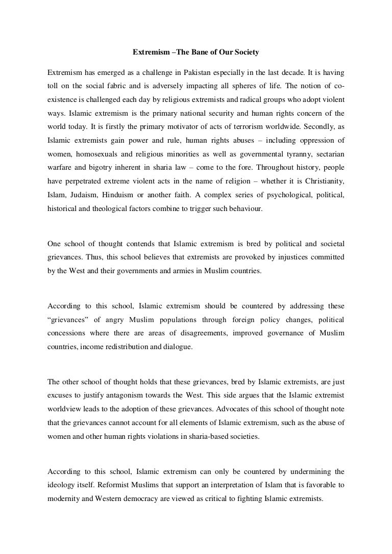 Extremism the bane of our society essay 05 picture
