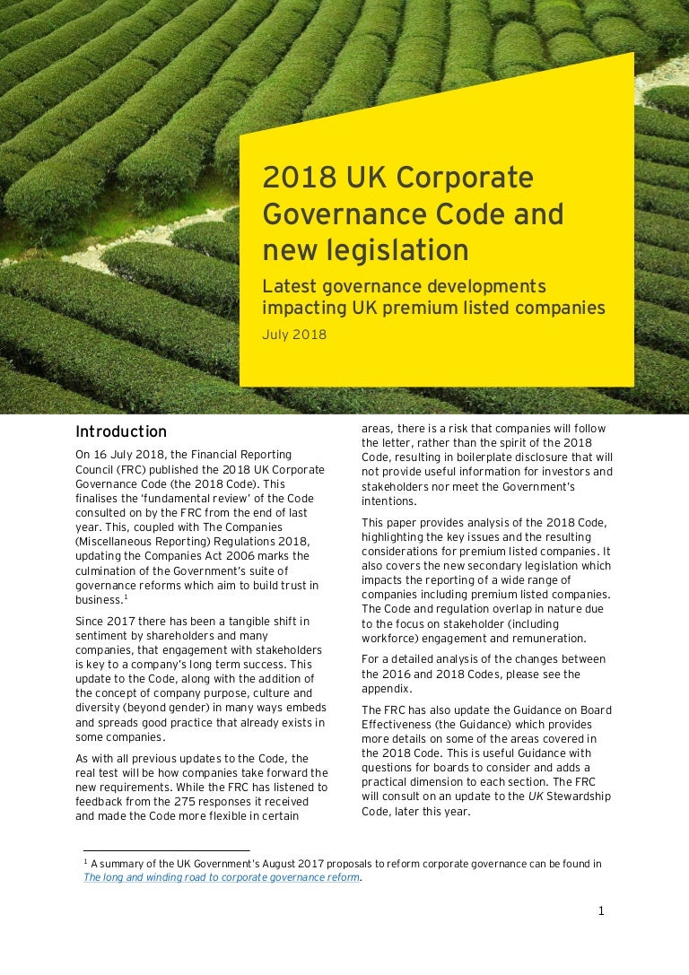 Ey 2018ukcorporategovernancecodeandnewlegislation