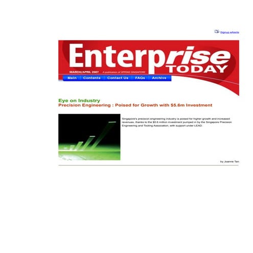 Eye on industry Precision Engineering : Poised for Growth with $5.6m Investment 