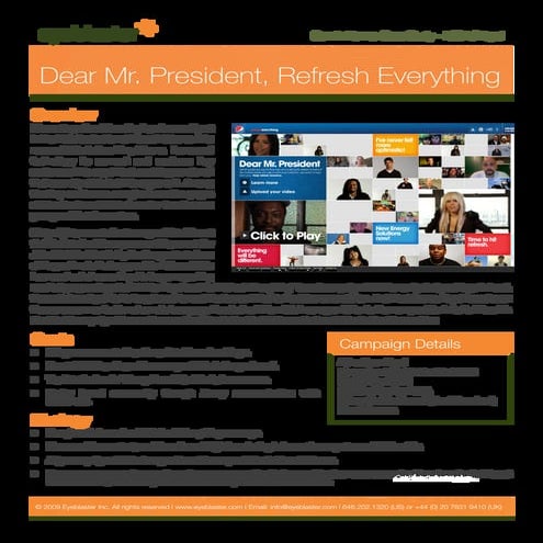 Eyeblaster Case Study Pepsi Refresh Everything Dear Mr  President