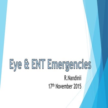 Eye & ent emergencies