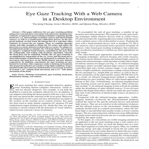 Eye Gaze Tracking With a Web Camera in a Desktop Environment