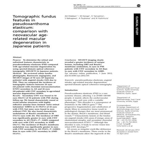 Tomographic fundus features in Pseudoxanthoma Elasticum 