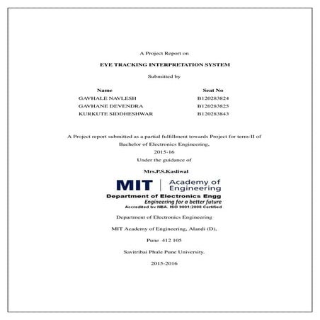 Project report on Eye tracking interpretation system